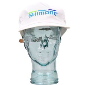 Vintage SHIMANO Hat Cap Fishing white blue strap flat